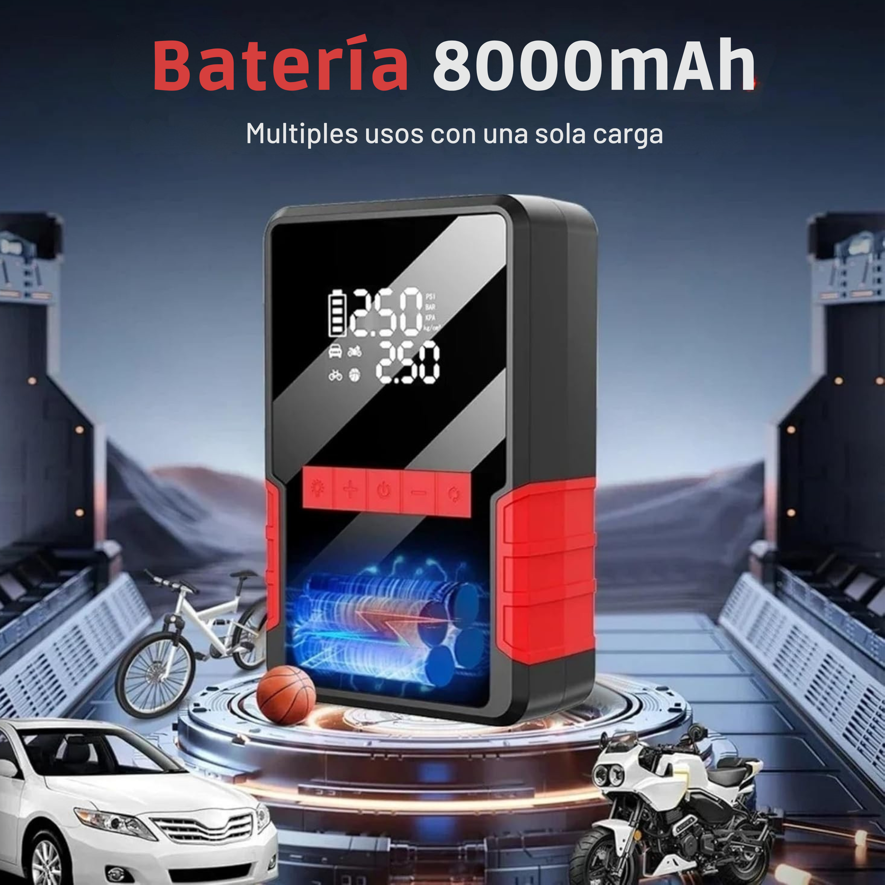 Arrancador de Batería Portátil Ultra Potente 4 en 1