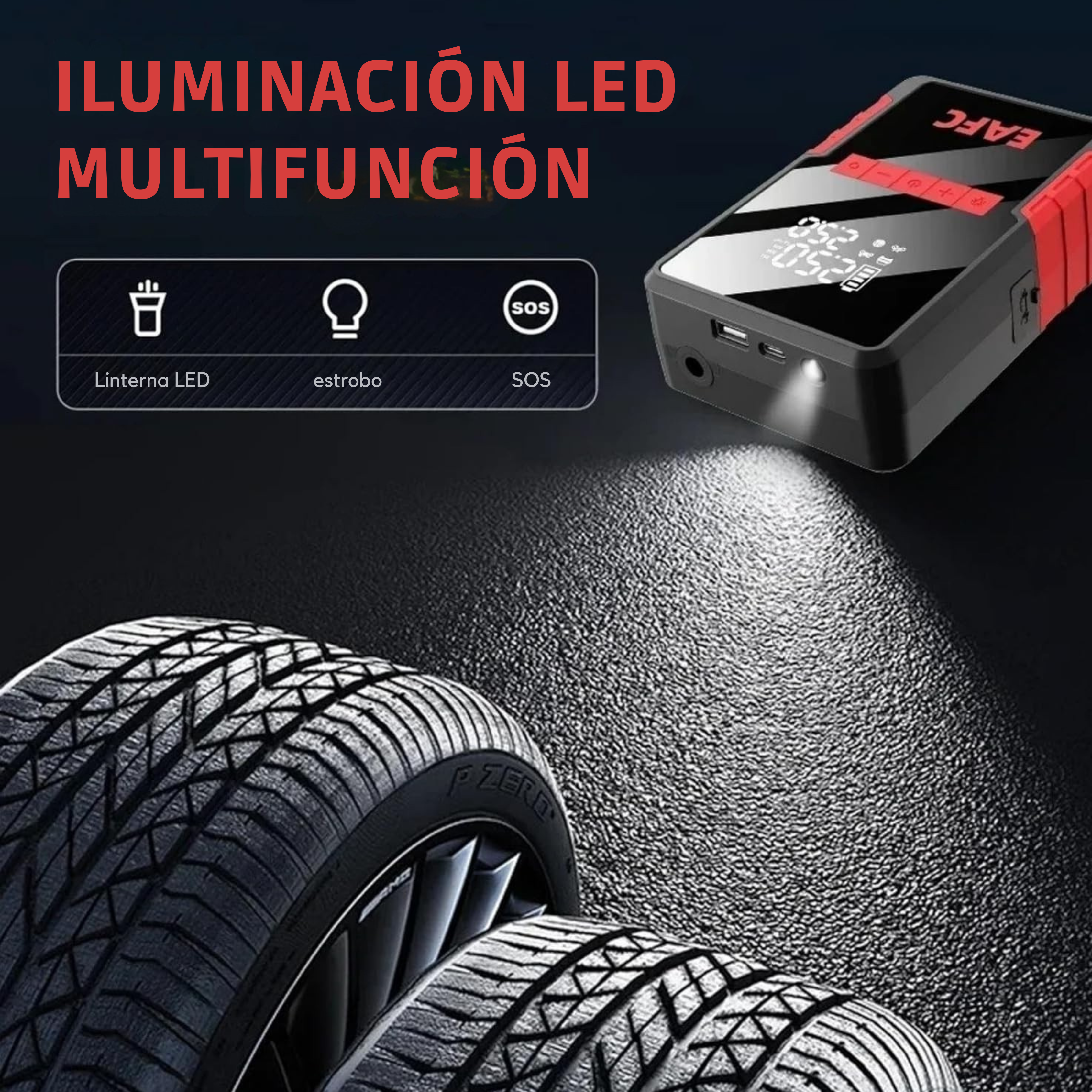 Arrancador de Batería Portátil Ultra Potente 4 en 1